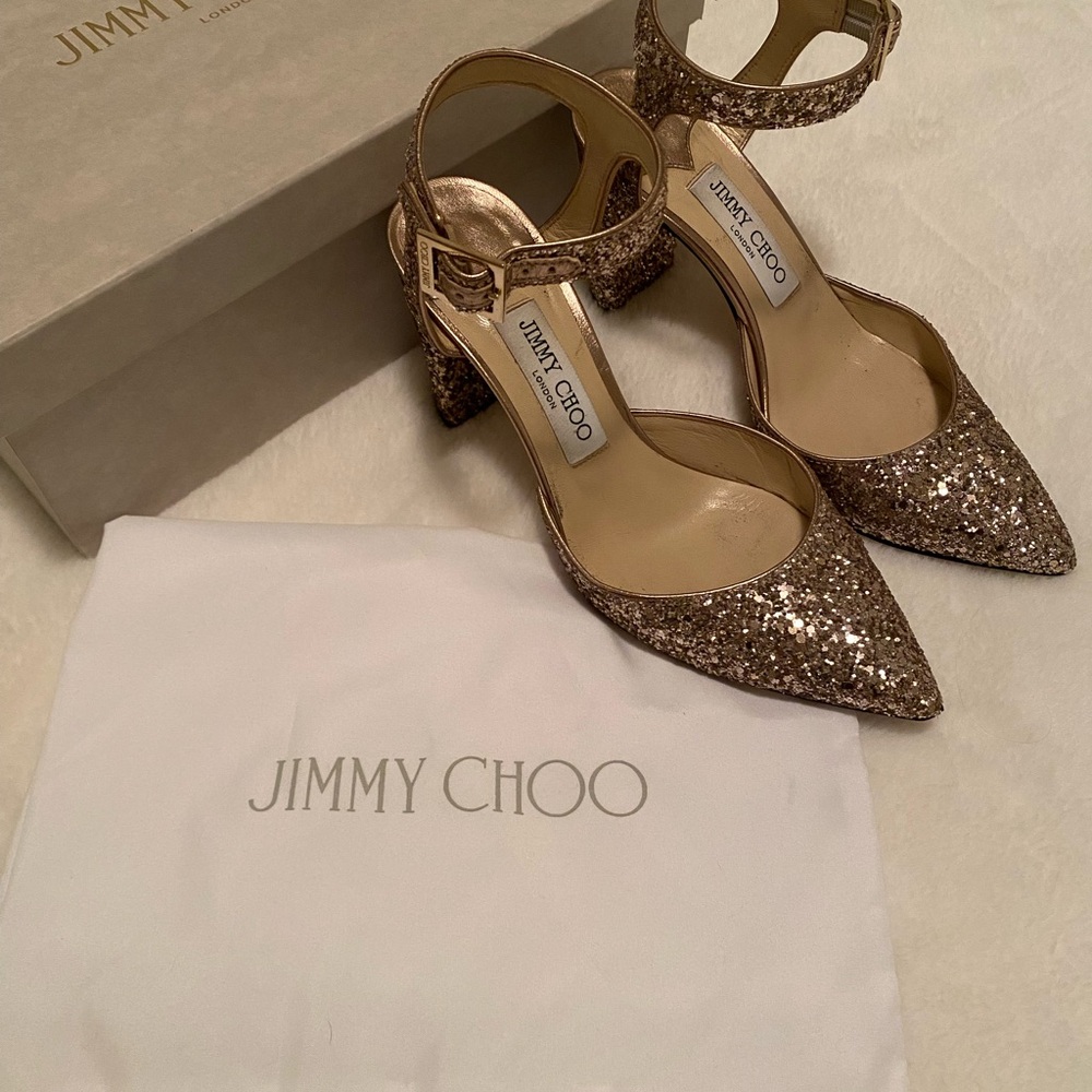 Jimmy Choo Sparkling Gold Heels